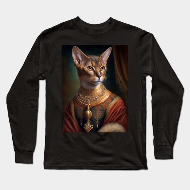 Royal Portrait of an Abyssinian Cat Long Sleeve T-Shirt by pxdg